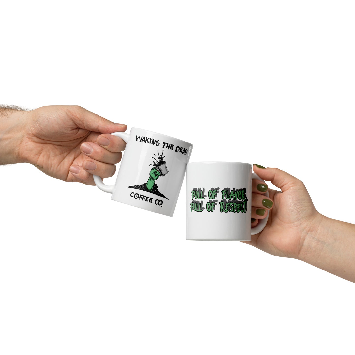 White mug Green Respect